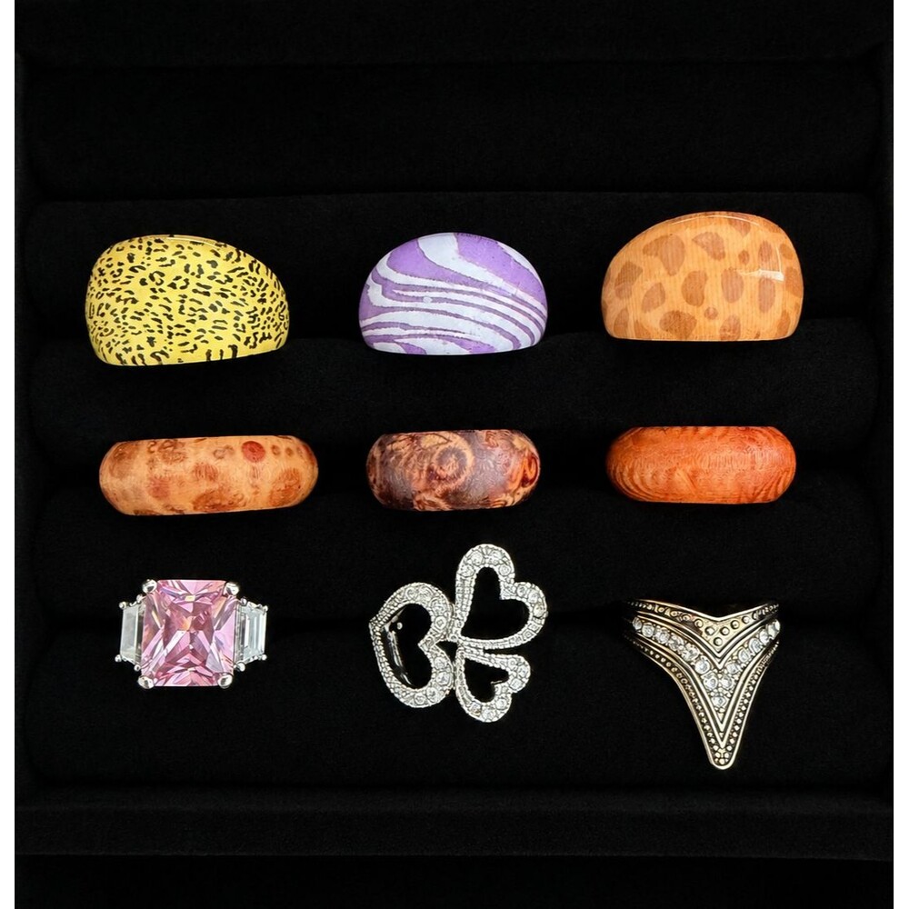 Fashion Ring Mystery Lot • 9 Pc Statement Jewelry Set Mixed Sizes